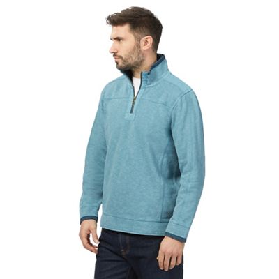 Mantaray Big and tall blue pique zip neck sweater